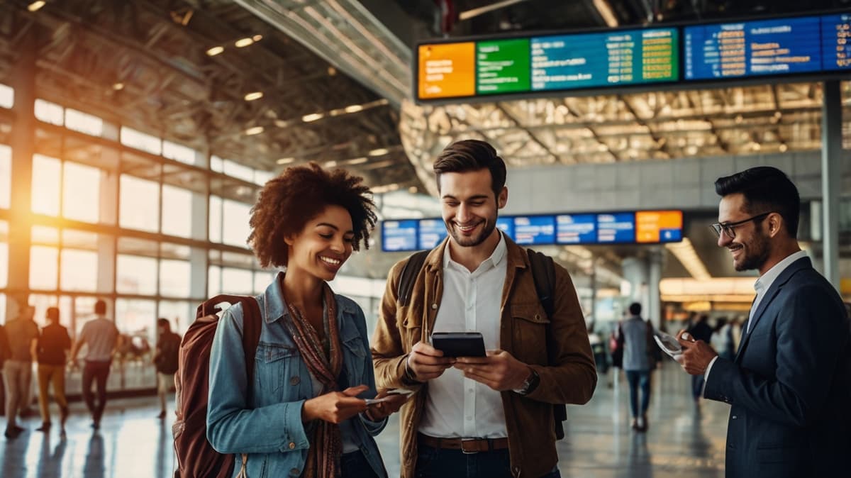 Travelers managing expenses in different currencies during international trip